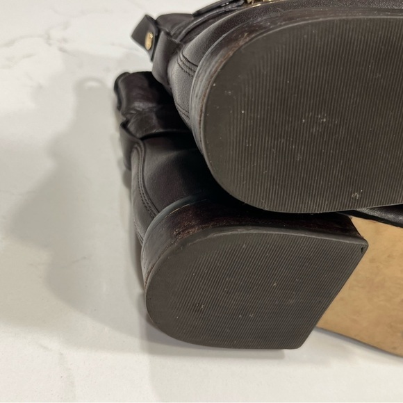 Michael Kors Arley Moto Brown Leather Ankle Boots 7 - Picture 13 of 15